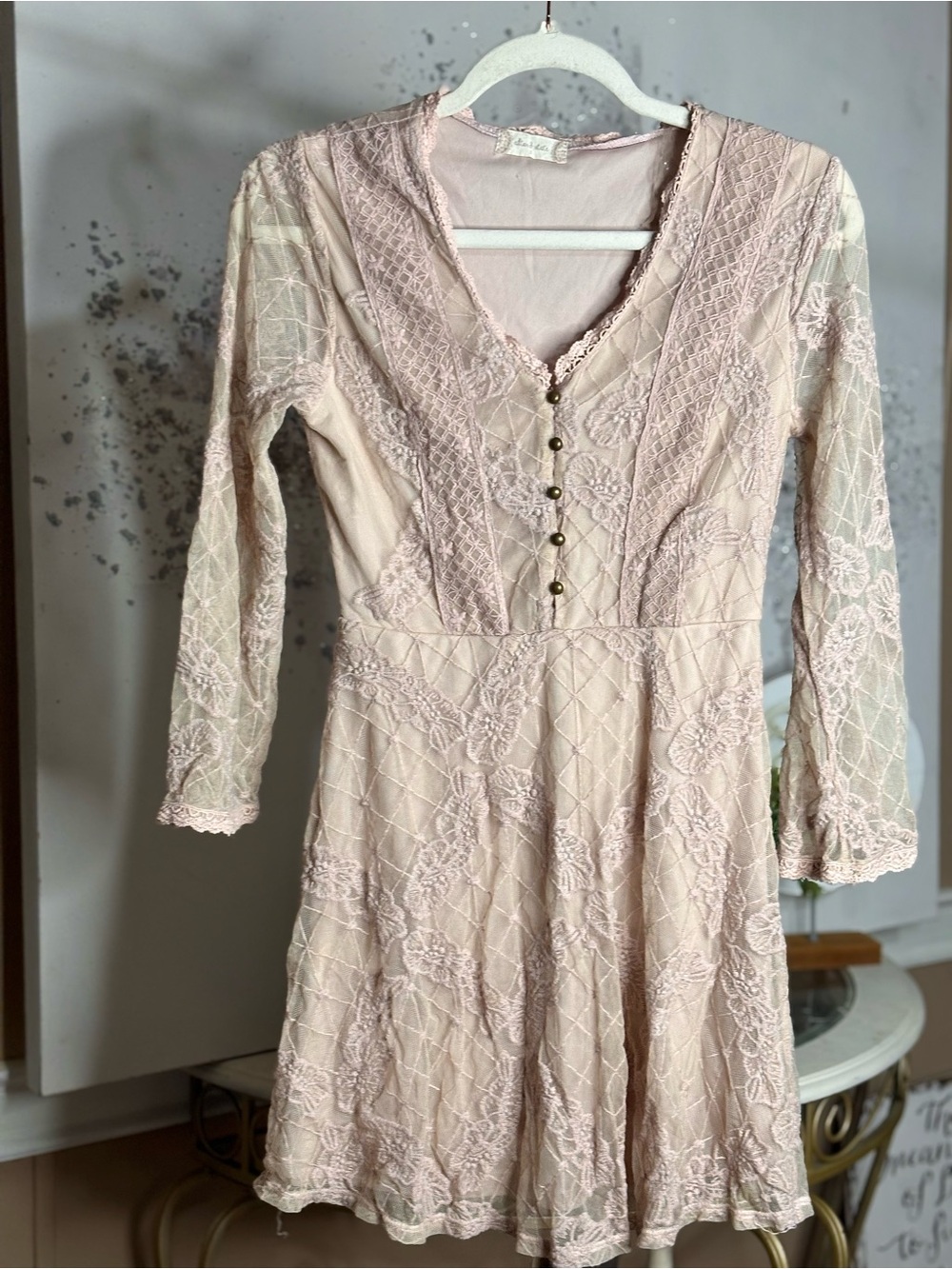 Altar’d State Lace Dress in blush color